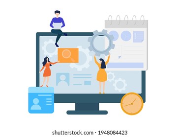 Website Making - Illustration. Editable Stroke. Vector Graphic