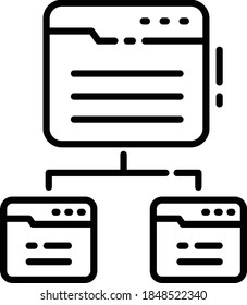 Concepto de mapa del sitio web, diseño de vectores de enlace, SEO y símbolo de marketing de Internet en fondo blanco