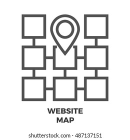 Website Map Thin Line Vector Icon Isolated on the White Background.