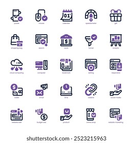Website Marketing icon pack for your website, mobile, presentation, and logo design. Website Marketing icon dual tone design. Vector graphics illustration and editable stroke.