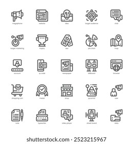Website Marketing icon pack for your website, mobile, presentation, and logo design. Website Marketing icon outline design. Vector graphics illustration and editable stroke.