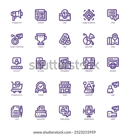 Website Marketing icon pack for your website, mobile, presentation, and logo design. Website Marketing icon basic gradient line design. Vector graphics illustration and editable stroke.