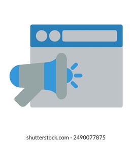 website megaphone icon color or logo illustration flat color blue style
