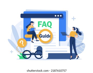 Website menu bar abstract concept vector illustration set. Guides, FAQ and support landing page sections. Company information, user interface, UI element, customer help, contact us abstract metaphor