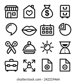 Website menu navigation line icons - online shop, web page