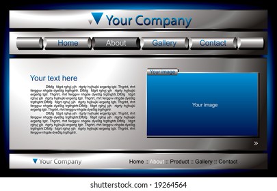 Website metallic buttons template on black