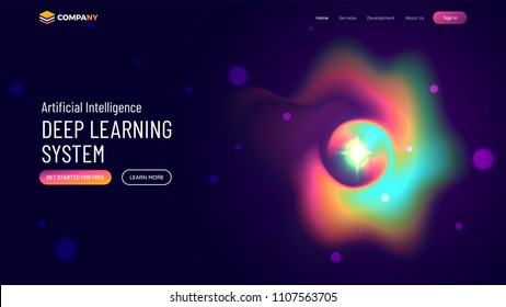 Website or mobile app landing page with illustration of colorful delusion page for deep learning concept.