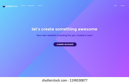Website or mobile app landing page. Minimal geometric background template in light colored transition. Dynamic shapes composition. Vector illustration.
