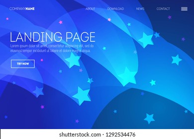 Website or mobile app landing page with illustration of stars and night sky. Creative geometric background. 


