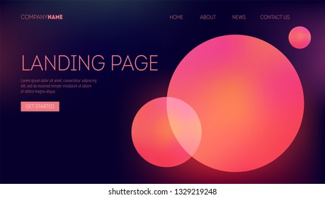 Website or mobile app landing page with illustration of abstract gradient shapes. Minimal geometric background.
