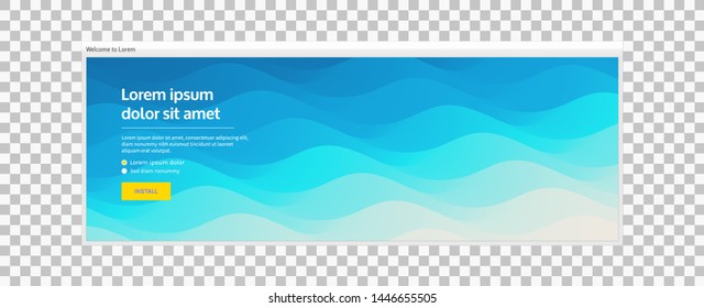 Sitio web o página de inicio de aplicación móvil. Superficie de agua. Fondo abstracto azul. Ilustración vectorial para el diseño.