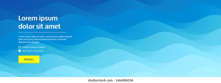 Website or mobile app landing page. Water surface. Blue abstract background. Vector illustration for design.