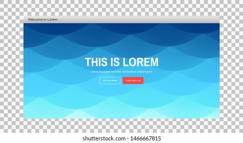 Website or mobile app landing page. Water surface. Blue abstract background. Vector illustration for design.