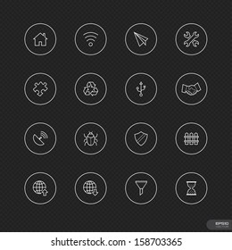 Website & Mobile Connectivity Icons with circle on black background - Vector illustration