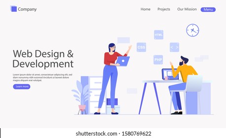 Website and Mobile Website Development Vector Illustration Concept , Suitable for web landing page, ui, mobile app, editorial design, flyer, banner, and other related occasion