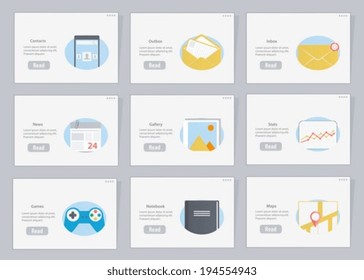 Website and mobile Flowcharts with icons in flat style