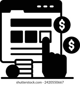 website monetization concept, eCommerce or fintech app vector icon design, Web design and Development symbol, user interface or graphic sign, web site engineering stock illustration