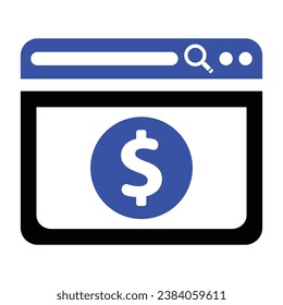Website Money Donation Icon, Vector Graphics