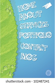 website navigation with green leaves