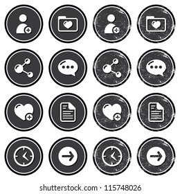 Website navigation icons on retro labels set