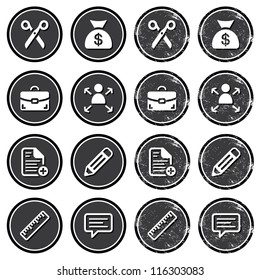 Website navigation icons on retro labels set