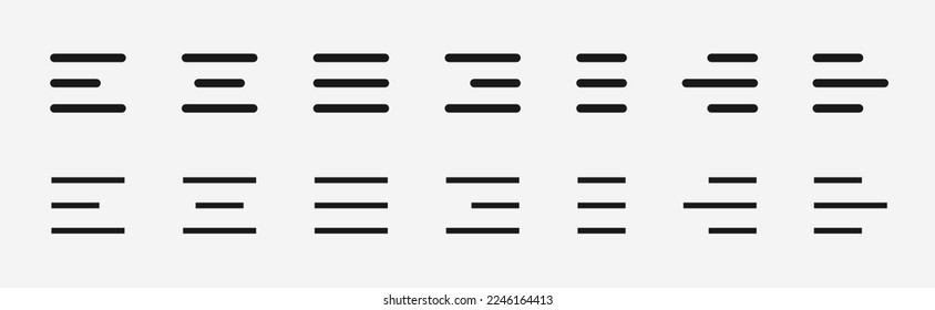 Website navigation symbol. Hamburger menu icons set. Flat website menu icons with rounded and sharp edges. Mobile app menu icons vector set of UI UX design elements. App burger icons. EPS10.
