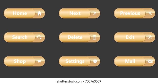 Website Navigation, UI Icon, Golden