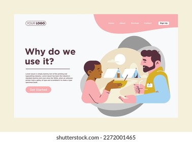 A website for a new startup called why do we use it? Vector illustrations Background.