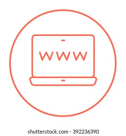 Website on laptop screen line icon.