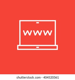 Website on laptop screen line icon.