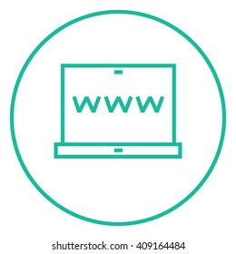 Website on laptop screen line icon.