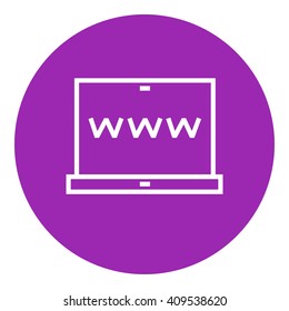 Website on laptop screen line icon.