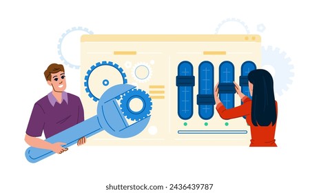 website on page seo  vector.  desktop web, computer internet, title tool website on page seo character. people flat cartoon illustration