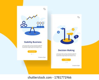 website onboarding screens template. Stability Business, Decision Making concept. perfect for website and mobile app development.