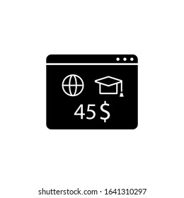 Website online education 45 doolar icon. Simple online study icons for ui and ux website or mobile application