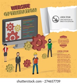 Website optimisation design on yellow background,clean vector