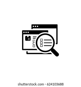 Website Optimization Icon. Flat Design. Isolated Illustration. App Symbol or UI element. Web Pages with Magnifying Glass.