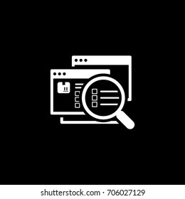 Website Optimization Icon. Flat Design. Isolated Illustration. App Symbol or UI element. Web Pages with Magnifying Glass.
