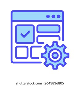 Ícone de Linha de Otimização de Site, Símbolo de Estrutura de Tópicos para Experiência do Usuário, Desempenho de Página, Aumento de Conversão, Eficiência Digital e Estratégia de SEO. Ícone de sinal vetorial.