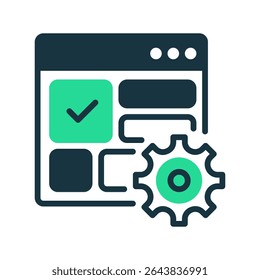 Ícone de Linha de Otimização de Site, Símbolo de Estrutura de Tópicos para Experiência do Usuário, Desempenho de Página, Aumento de Conversão, Eficiência Digital e Estratégia de SEO. Ícone de sinal vetorial.
