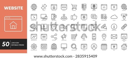 Website outline icon set. Editable stroke	

