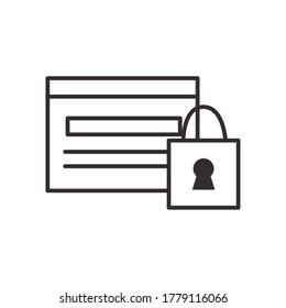 sitio web con estilo de línea de candado diseño de icono de seguridad de acceso a puerta de cerradura hogar seguro y tema de protección Ilustración del vector