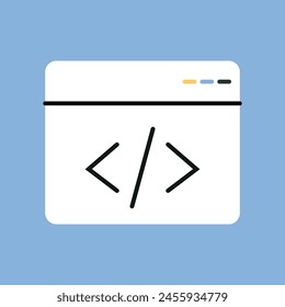 website. page. a computer. work. pin. blue background. programming. write code. code. programmer. we work with the code. we are writing a program. The icon is flat.