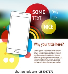 Website or page design with mobile phone. Advertisement.
