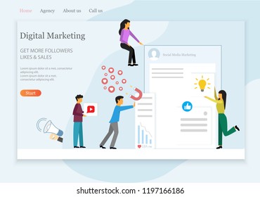 Website page design template. For web site, app, banner, ux and ui. Concept for digital marketing, business strategy, web template design and landing page. Creative website page, vector illustration