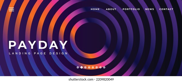 Website page gradient background vector. Modern digital wallpaper with vibrant color, geometric shapes, circles. Futuristic landing page illustration for branding, commercial, advertising, web.