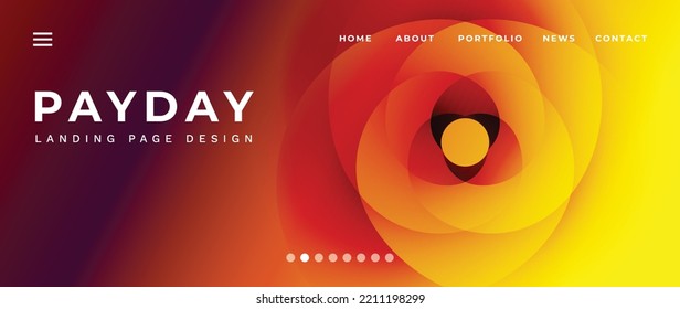Website page gradient background vector. Modern digital wallpaper with vibrant color, blend, spiral circle shape. Futuristic illustration landing page design for commercial, advertising, branding.