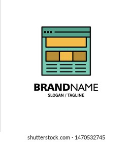 Website, Page, Interface, Web, Online Business Logo Template. Flat Color. Vector Icon Template background