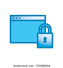 Página web con línea de candado y diseño de iconos de estilo gradiente, Internet de tecnología y tema de medios Ilustración vectorial