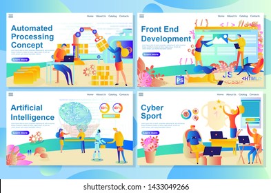 Website page showing automated process from management to production company and how people are involved in it. Vector illustration for website and mobile website.